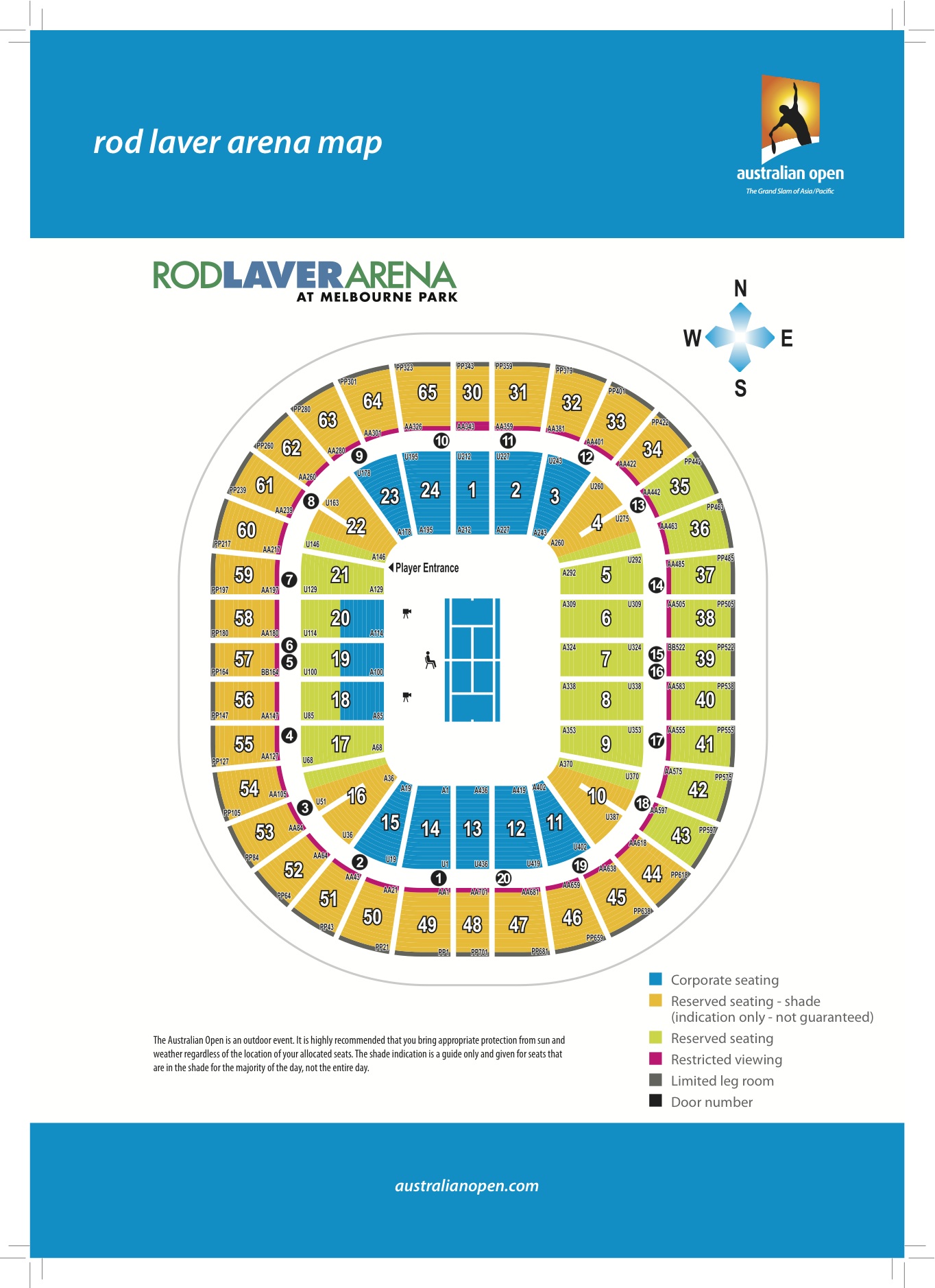 Rod Laver Arena Seating Chart Australian Open